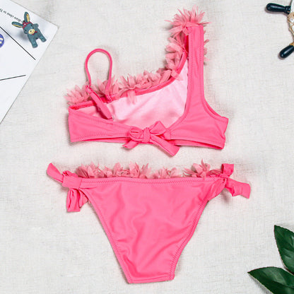 Kids Split Body Pink Lace Swimwear