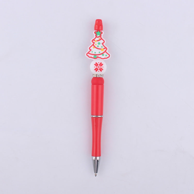 Cartoon Christmas Snowman Tree Beadable Silicone Beaded Ballpoint