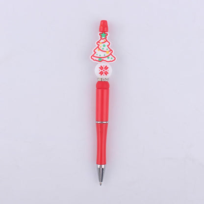 Cartoon Christmas Snowman Tree Beadable Silicone Beaded Ballpoint