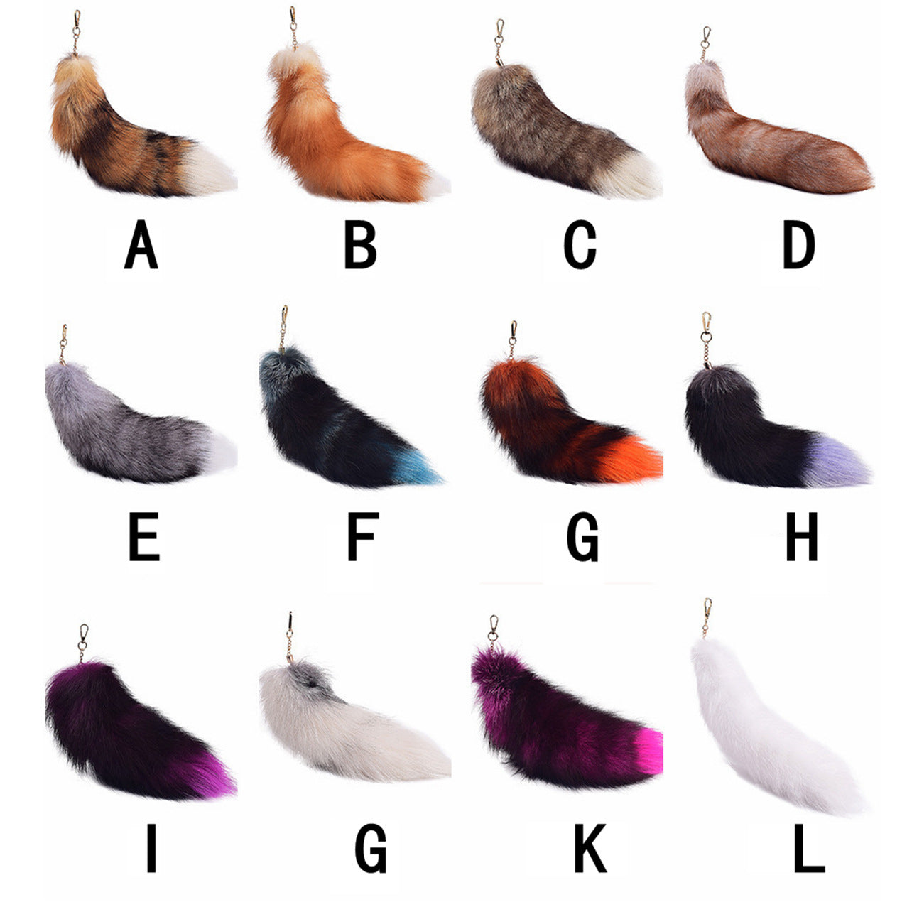 of Oversized Fox Hair Pendant Keychains