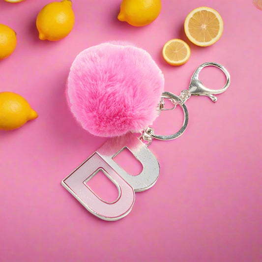Two-color English Letter Fur Ball Keychain
