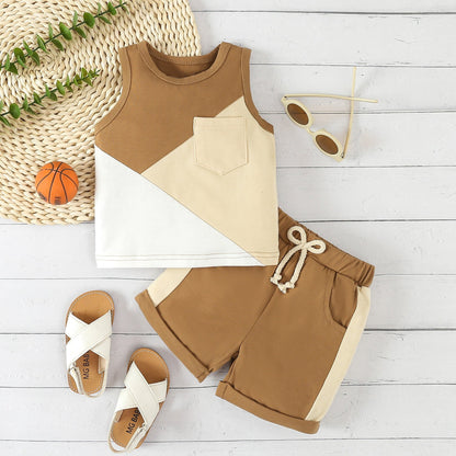 Color Matching Tank Tops and Shorts Baby Cotton Sets