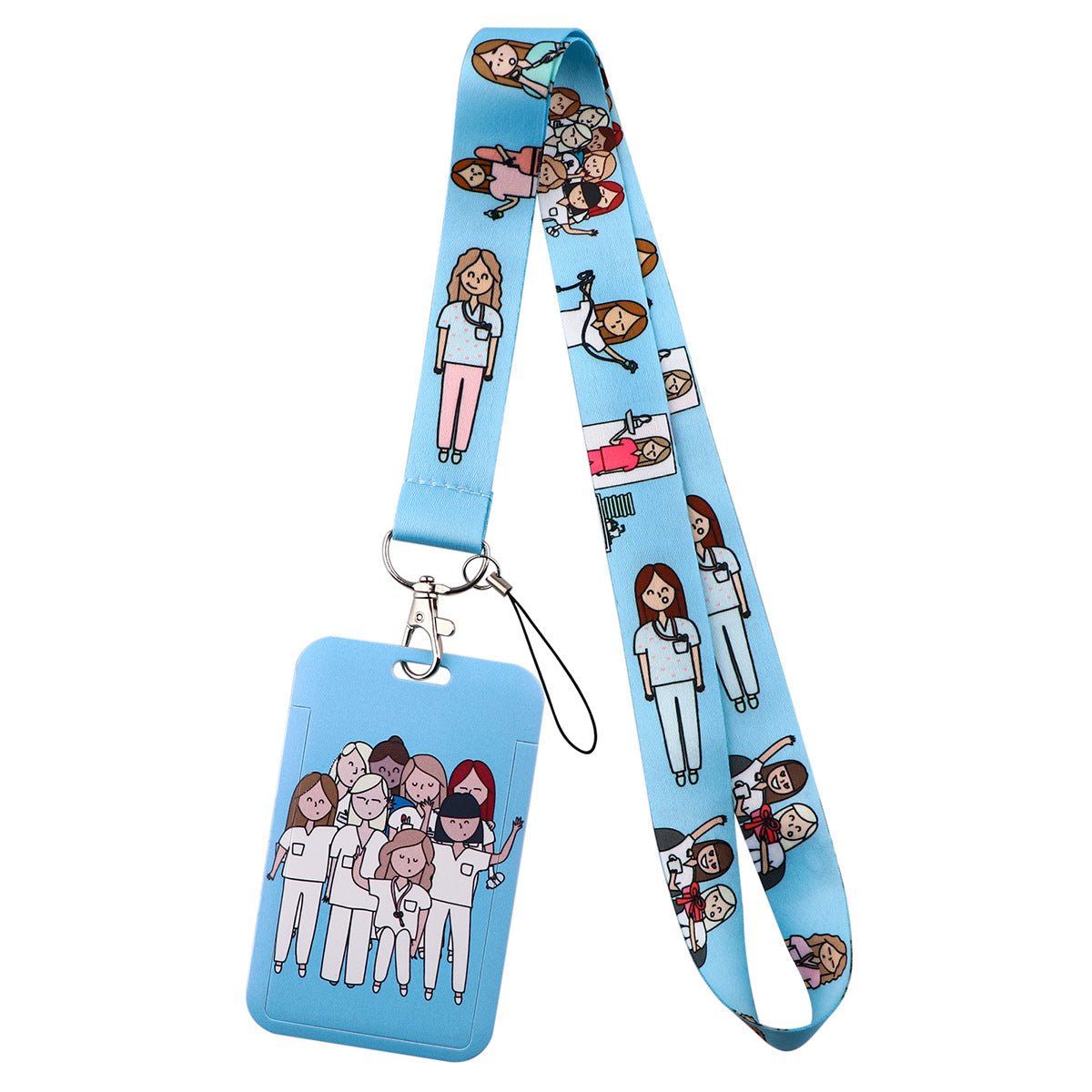 Medical card holder webbing mobile phone lanyard keychain