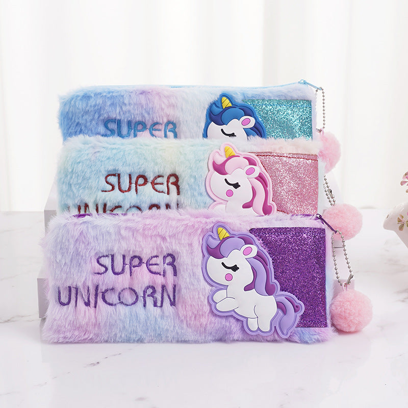 Unicorn Colorful Plush Pen Bags