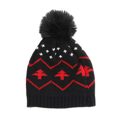 Wholesale Children's Warm Hat Fur Ball Christmas Tree Jacquard Knitted Hat