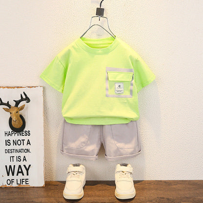 Wholesale Kids Summer Solid Color Short Sleeve Set