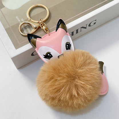 Cartoon Cute Fox PU Plush Key Chain