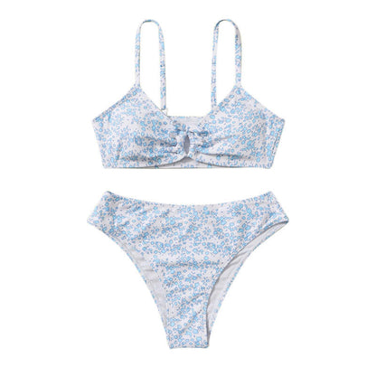 Kids V-Neck Cute Split Floral High Waist Swimwear