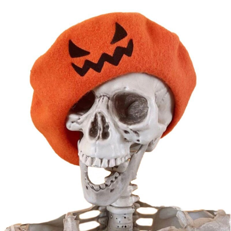 Halloween Smiley Pumpkin Witch Wool Parent-child Beret Hat