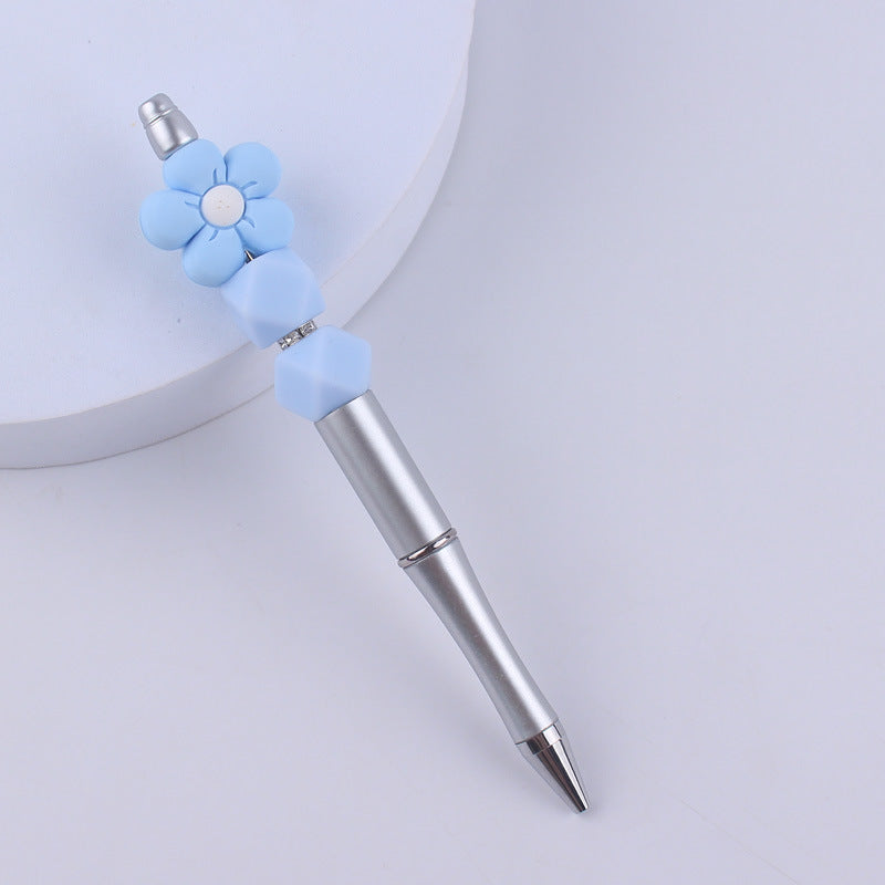 Beadable Pens Handmade Flower Silicone Beaded Ballpoint Pen