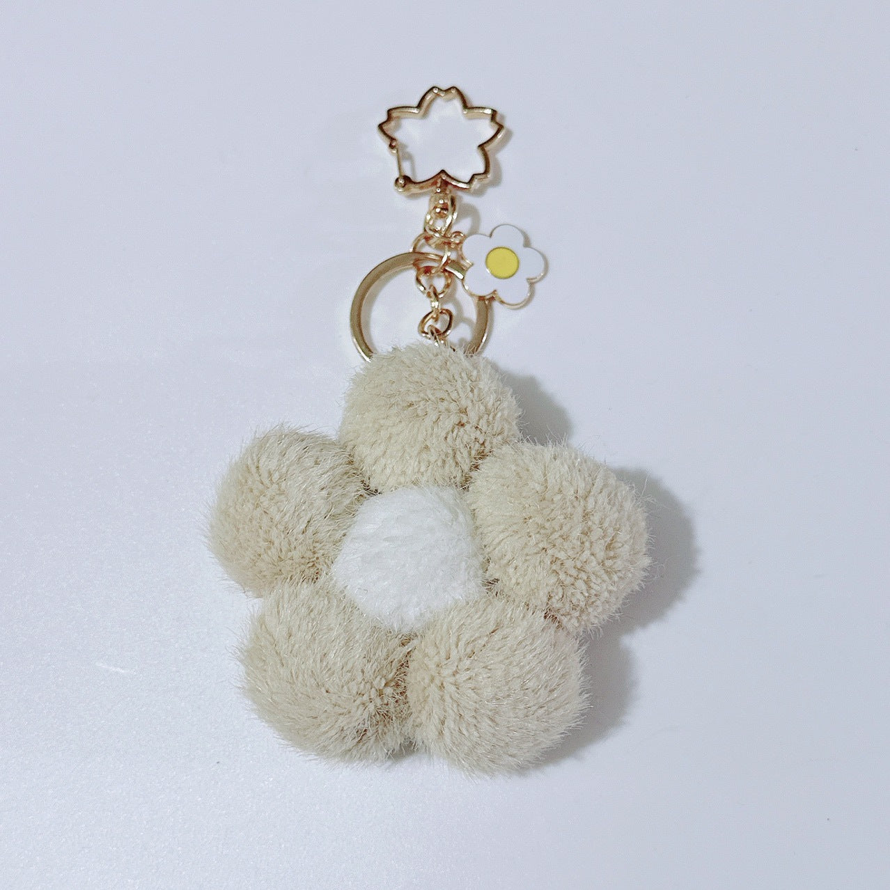 Plush Colored Flower Ball Keychains