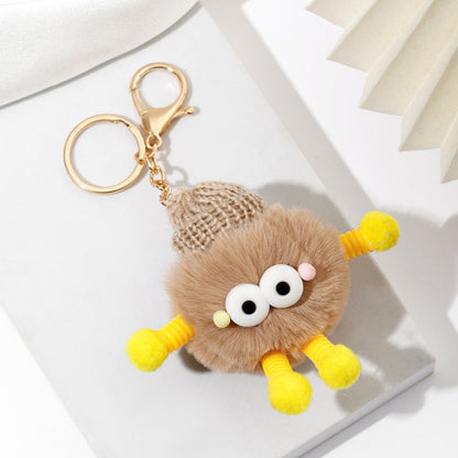 Cute Wool Hat Small Coal Ball Keychain