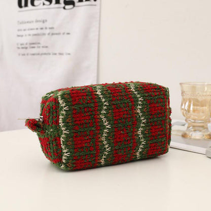New Year Christmas Red Knitted Wool Pencil Bag