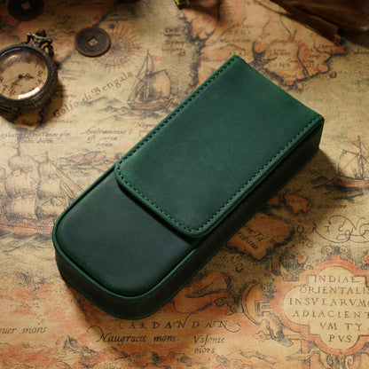 Genuine Leather Handmade Magnetic Drawer Pen Bag