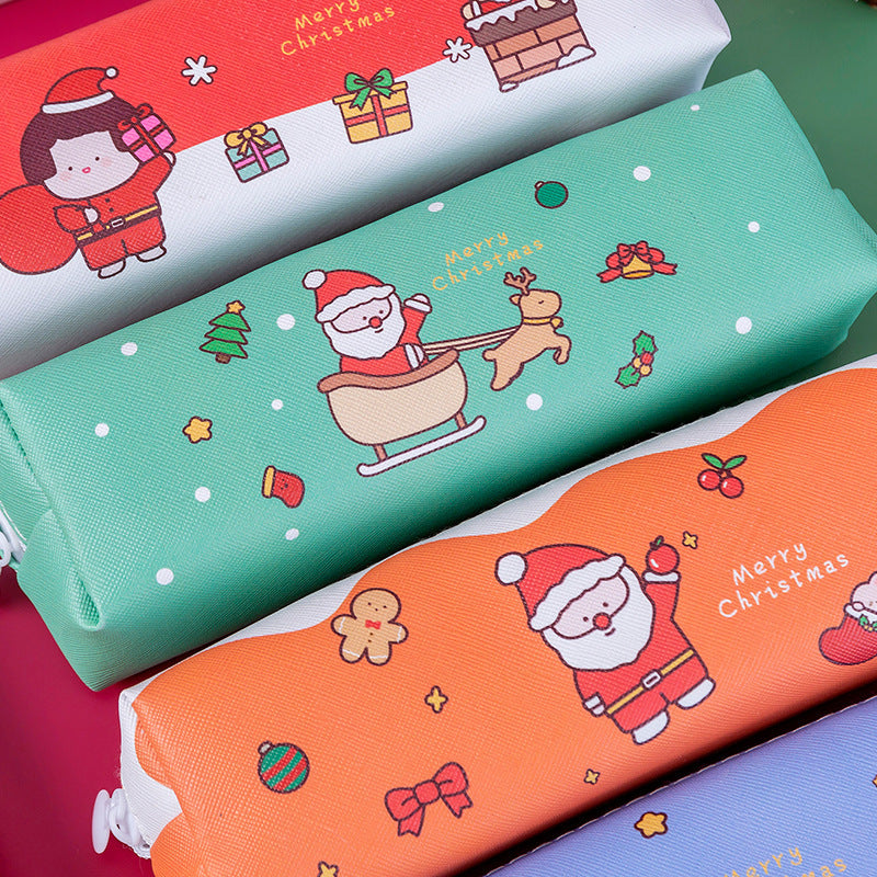 PU Cartoon Christmas Pencil Bags
