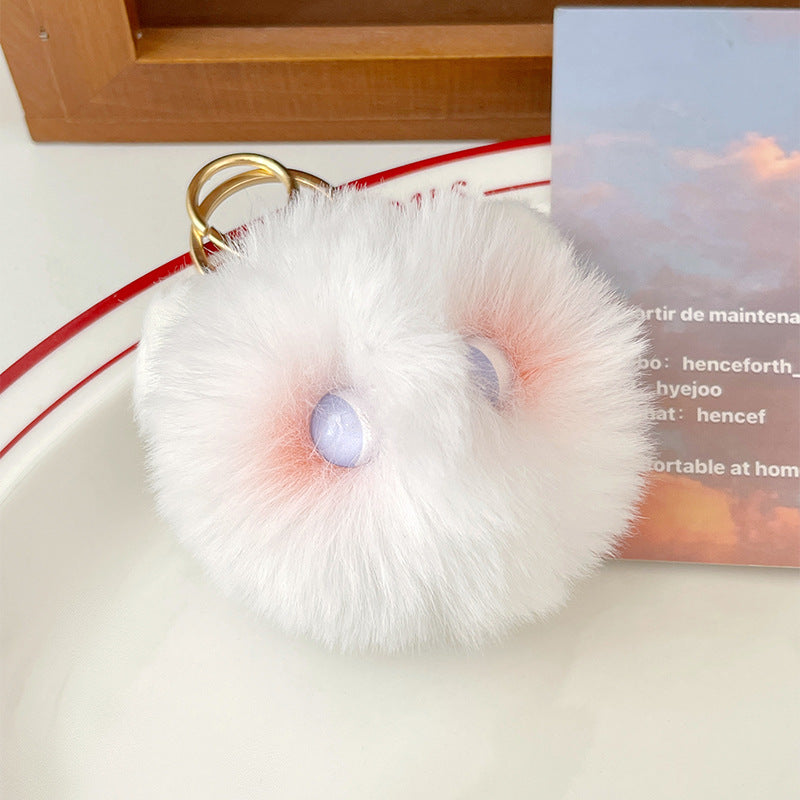 Cute Plush Powder Blusher Cat Alloy Keychains