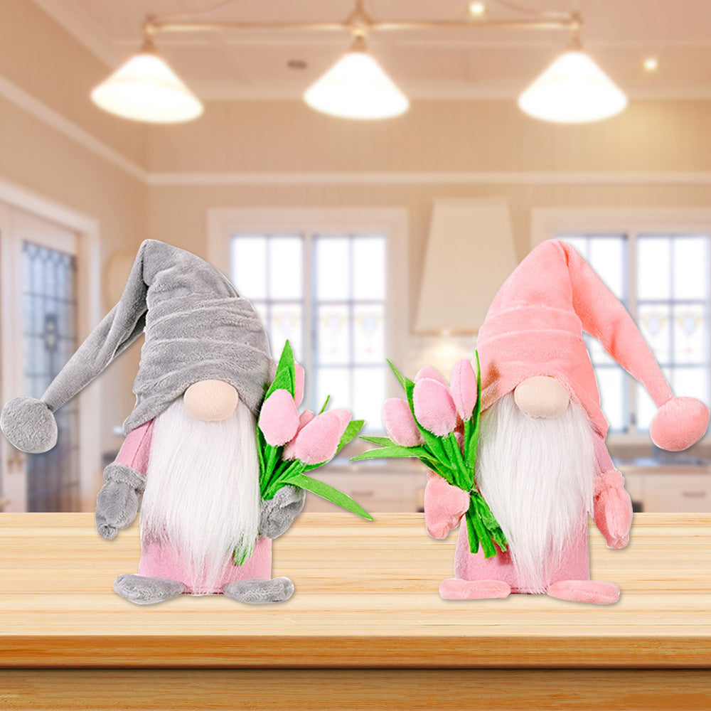 Wholesale of Mother's Day PP Cotton Hand Holding Flower Faceless Elderly Dolls