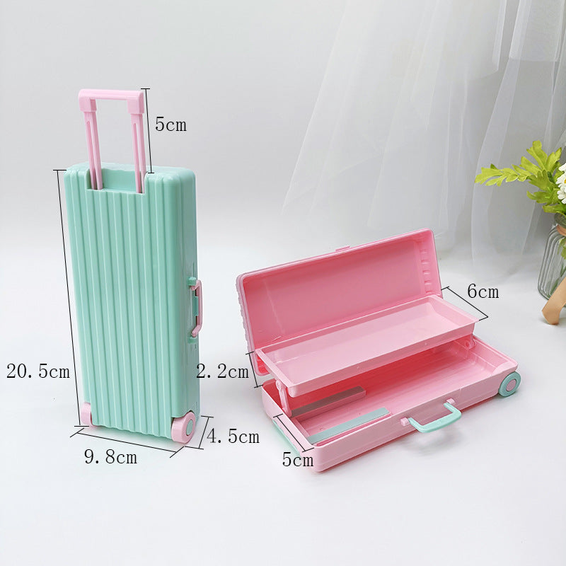 Plastic Suitcase Double Layer Large Capacity Stationery Box