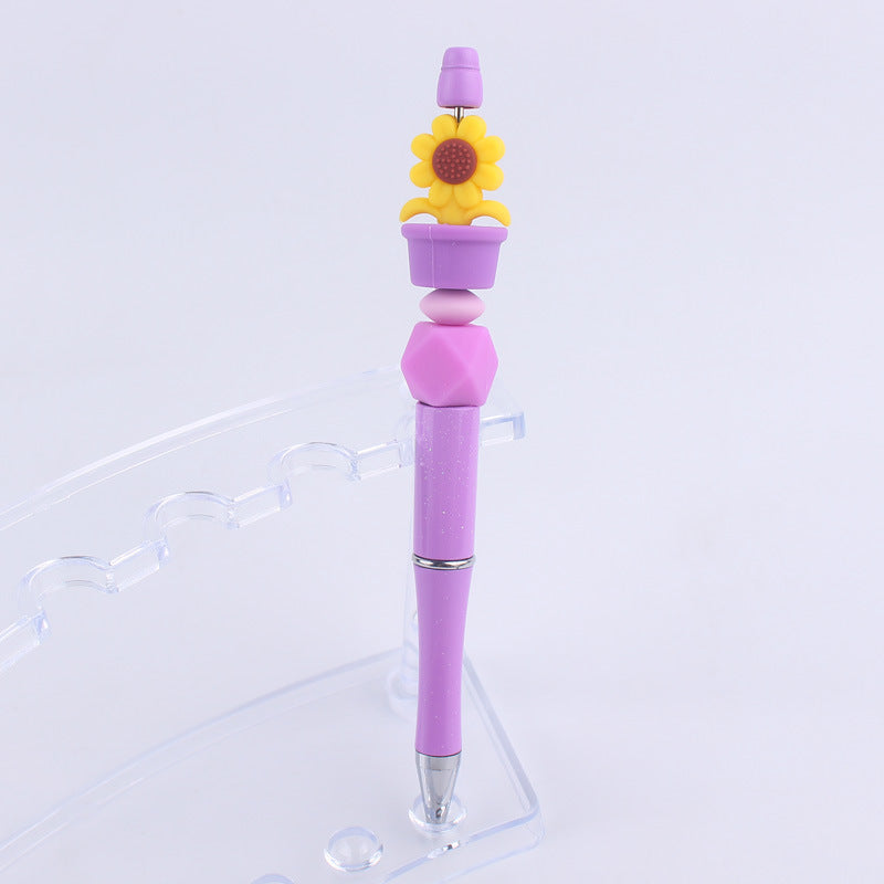 Handmade Bead Pen Sunflower Silicone Ballpoint Pen