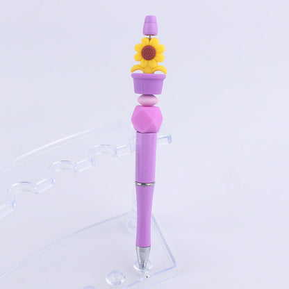 Handmade Bead Pen Sunflower Silicone Ballpoint Pen