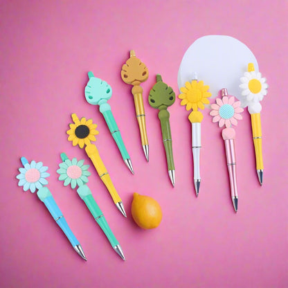 Cartoon Flower Silicone Handmade Beaded Ballpoint Pen