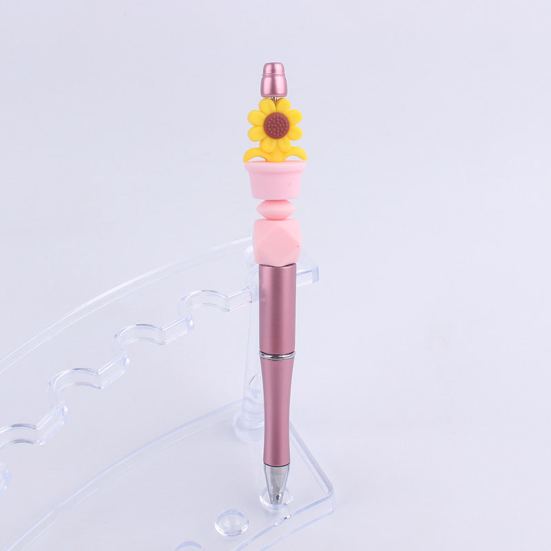 Handmade Bead Pen Sunflower Silicone Ballpoint Pen