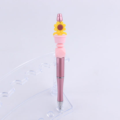 Handmade Bead Pen Sunflower Silicone Ballpoint Pen