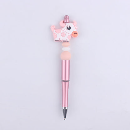 Handmade Beaded Pen Cartoon Animal Cow Silicone Beaded