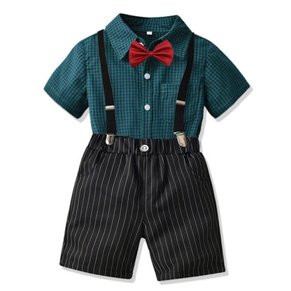 Boys and Gentlemen's Cotton Bow Shirt and Suspender Suit