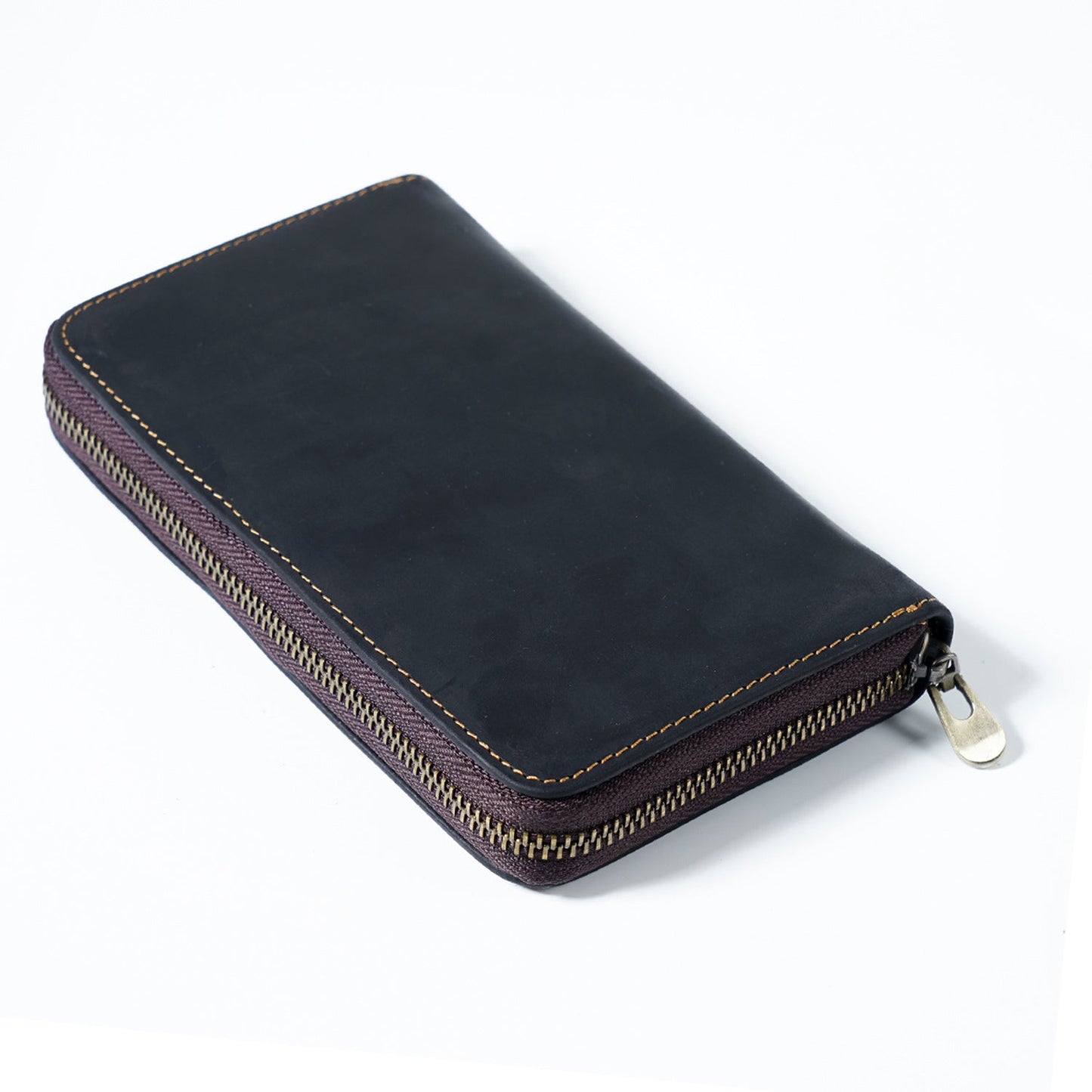 First Layer Cowhide Vintage Zipper Pen Storage Bag