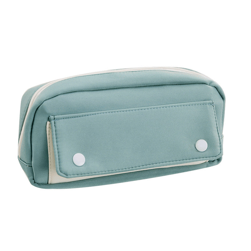 Leather Solid Color Large Capacity Pencil Case