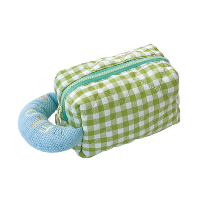 Plaid Cotton Embroidered Pencil Case