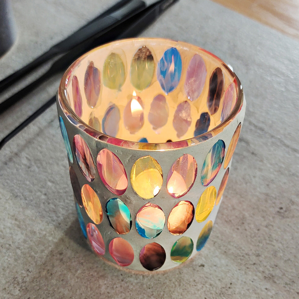 Rainbow Disc Mosaic Glass Candle Holder 10PCS