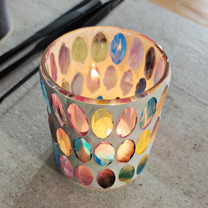 Rainbow Disc Mosaic Glass Candle Holder 10PCS