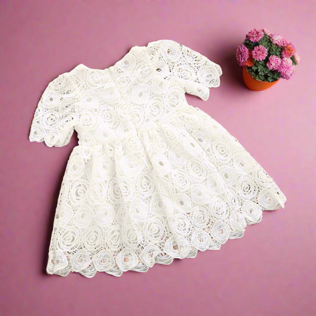 White Lace Hollow Out Princess Kids Dress