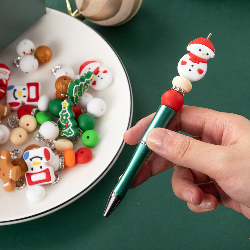 Christmas Cartoon Silicone Handmade Beaded Pen Ballpoint Pen
