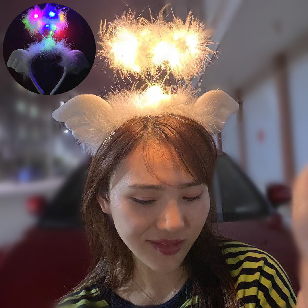 Wholesale Plush Angel Wings Feather Glowing Hair Hoops