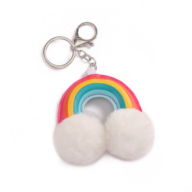 Rainbow PU Plush Keychain