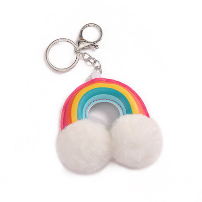 Rainbow PU Plush Keychain