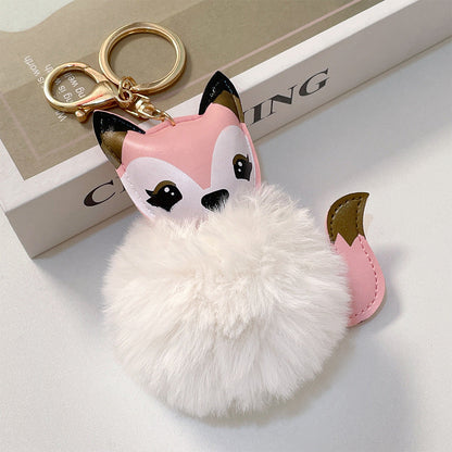 Cartoon Cute Fox PU Plush Key Chain