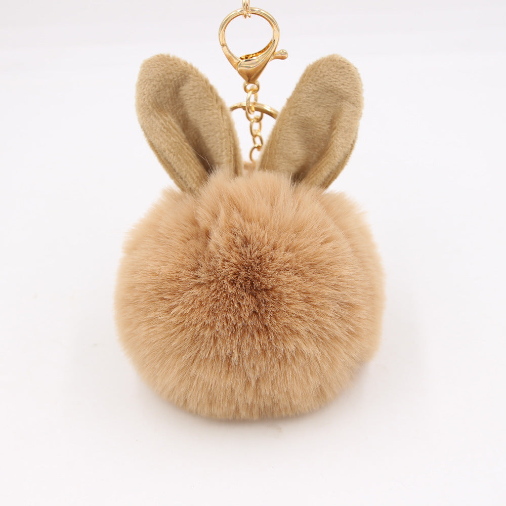 Rabbit Ears Fur Ball Keychain Plush