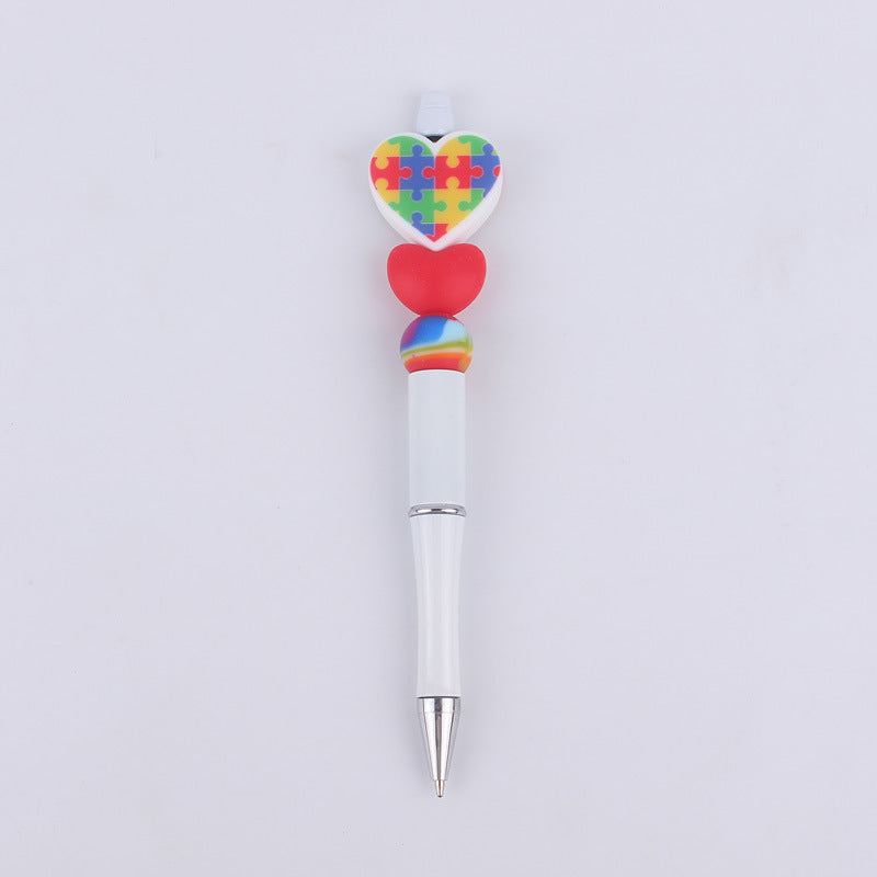 Cartoon Love Series Beadable Silicone Beaded Ballpoint Pen