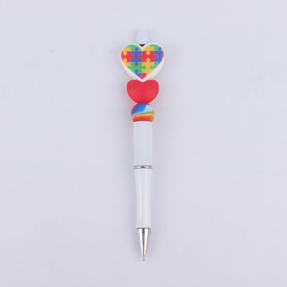 Cartoon Love Series Beadable Silicone Beaded Ballpoint Pen