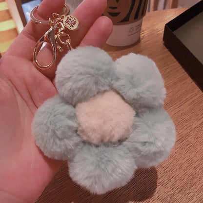 Plush Flower Ball Keychains