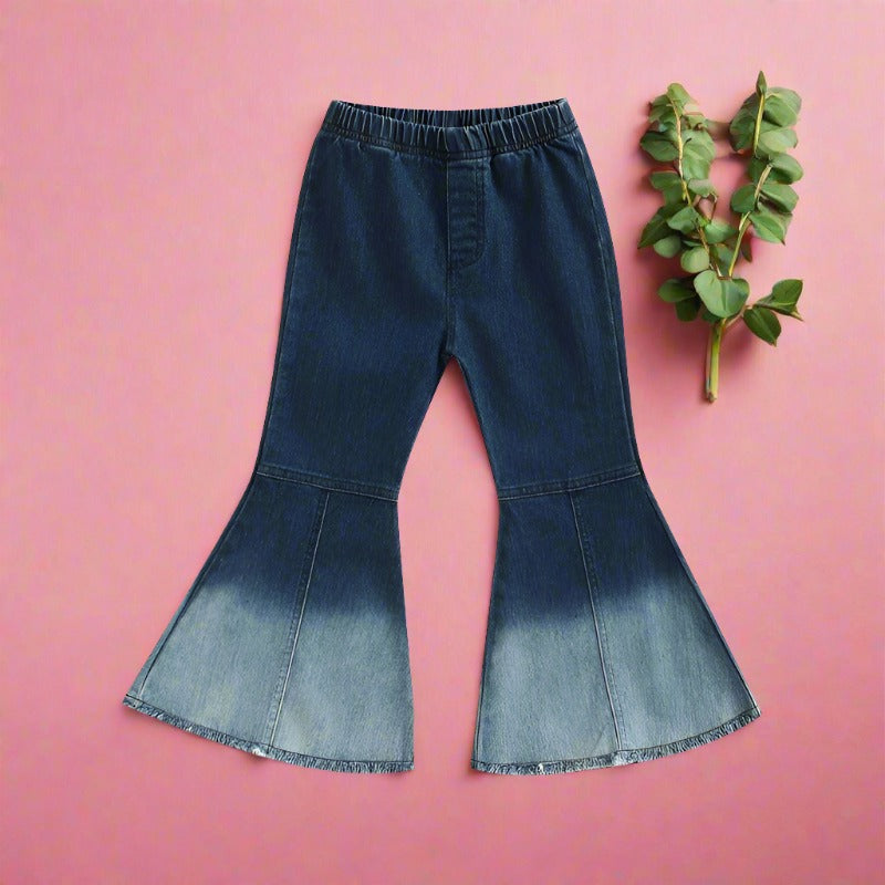 Children's Abstract Printed Cotton Stretch Denim Flared Pants