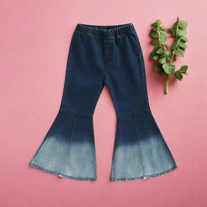 Children's Abstract Printed Cotton Stretch Denim Flared Pants