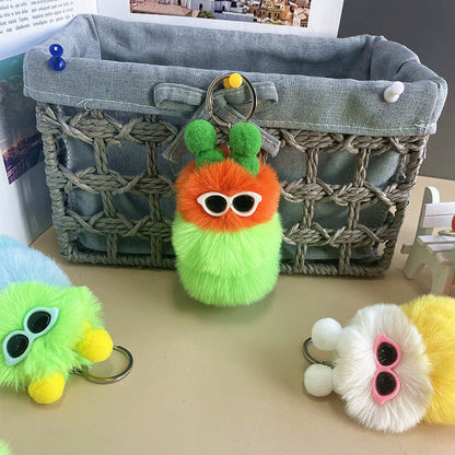 New Cute Caterpillar Plush Keychain
