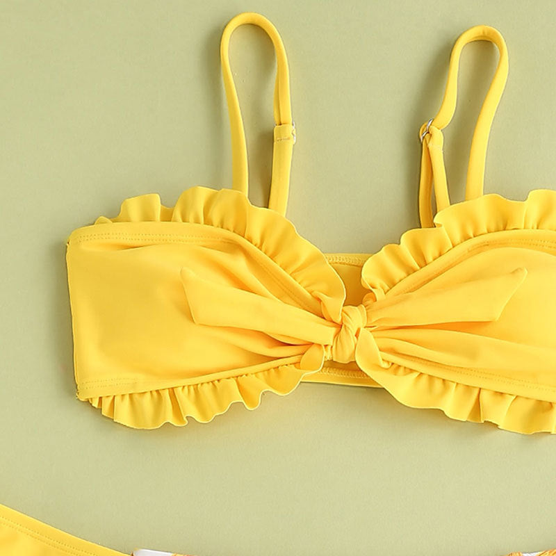 Girls Fly Edge Split Three-piece Set Mesh Skirt Swimwear