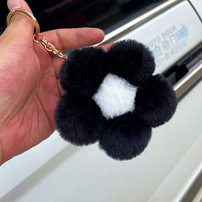 Hairball Flowers Cute Plush Keychain