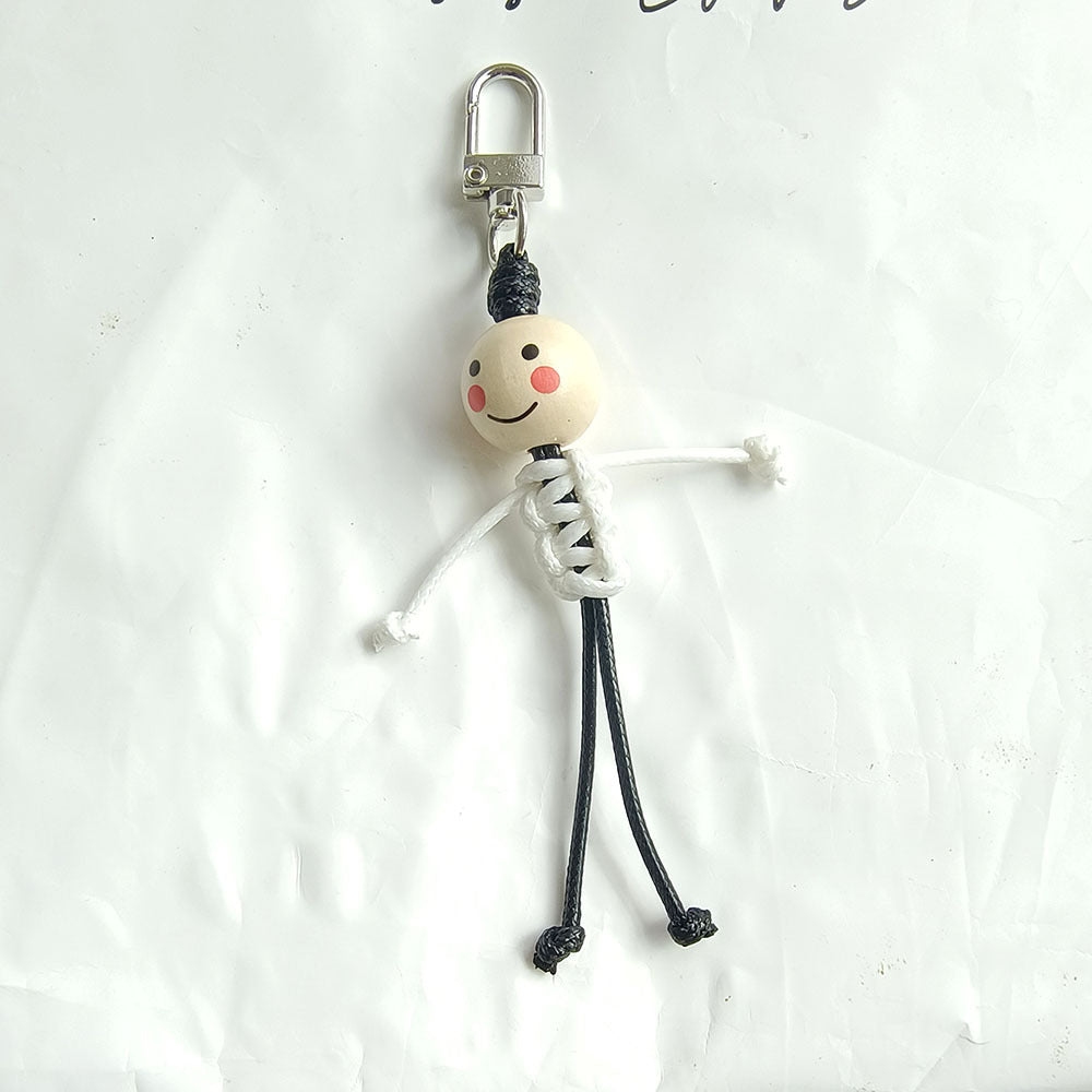 Stickman Keychain Beads Smiley Face School Bag Pendant